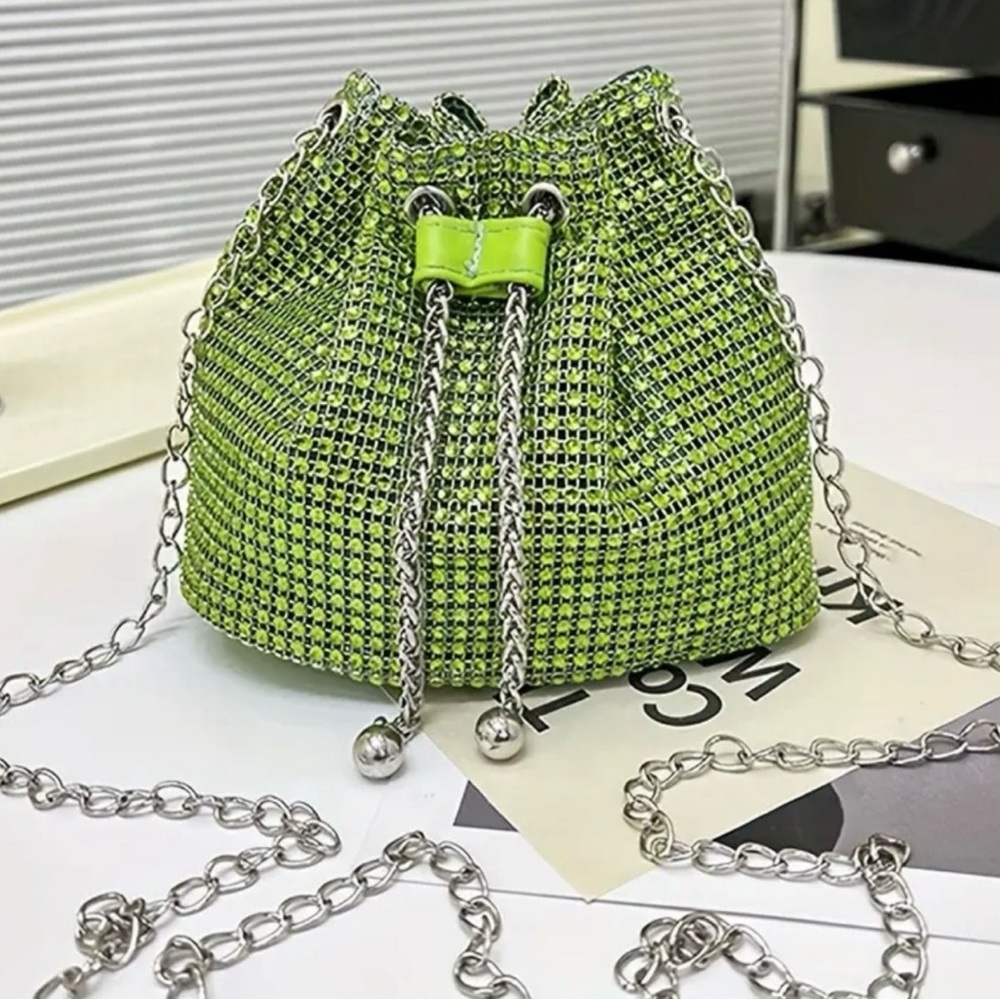 Lime Green Chain Mini Bucket Bag